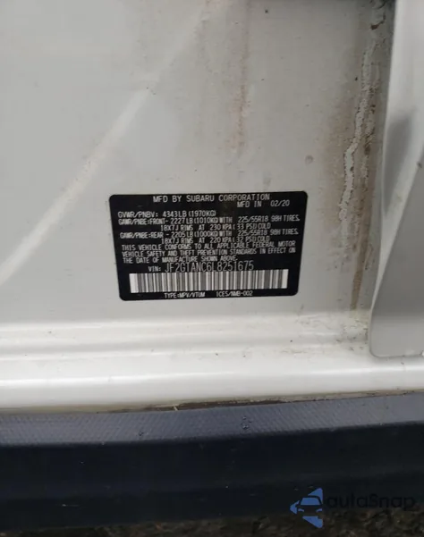 2020 Subaru Crosstrek Limited z USA, uszkodzony, nr VIN JF2GTANC6L8251675